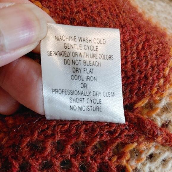 Lineamaglia Made in Italy Open Front Chevron Zig Zag Knit Cardigan Sz M Alpaca - Picture 8 of 8